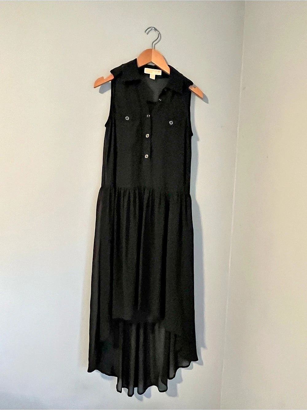 True Y2K Michael Kors Black Sheer Asymetrical Midi Dress - Preppy Meets Romance